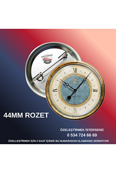 Tu&Se Candles Caffe Venezia Duvar Saati Temalı 44mm Rozet – Vintage İğneli Rozet