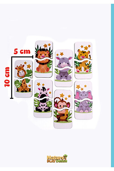 Natureplaydesign لعبة مطابقة ألغاز حيوانات السفاري الخشبية