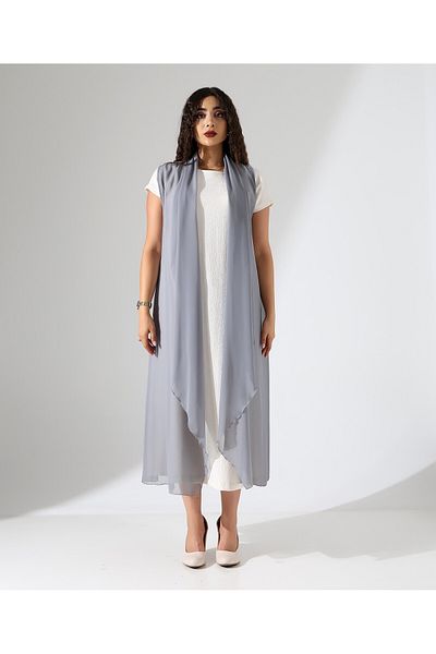 Fi'l Arz Fashion Shawl Collar Chiffon Vest