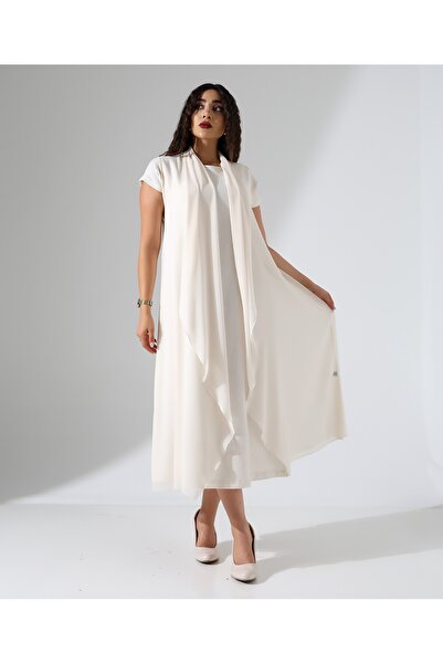 Fi'l Arz Fashion Shawl Collar Chiffon Vest