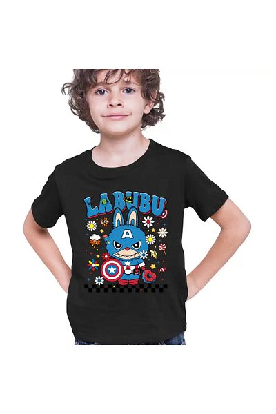OEM Labubu Captain America Kids Boys T-Shirt