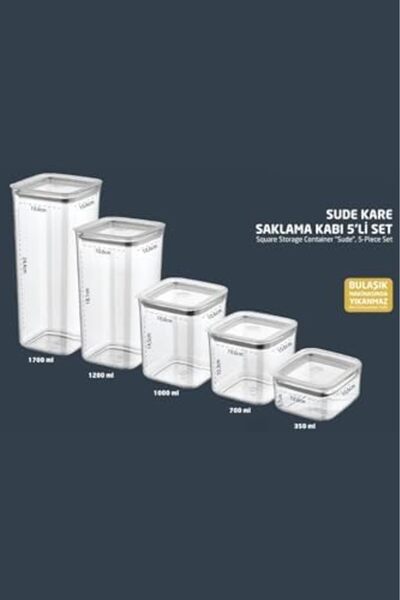 STOREMAX Sellbuyst Ahmet Sude Square Storage Container Set of 5, Transparent Trendy 266450
