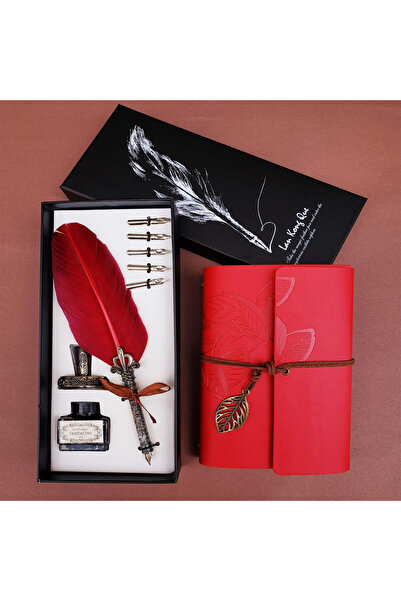 Generic Brand Ink Dip Pen and Leather Notebook