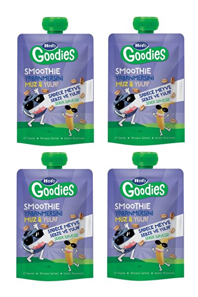 Hero Goodies Yaban Mersini Muz Yulaf Meyve Püresi 100 G x 4 Adet