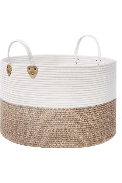 STOREMAX Sellbuyst Cotton Rope Basket, Cotton Laundry Basket with Handle 100L, Toy Clothes Blanket Storage Basket