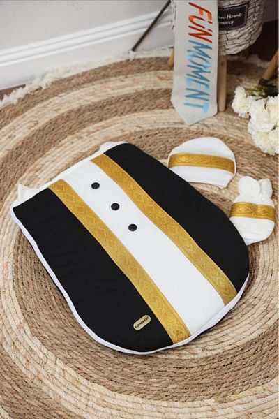 Fun Moment Newborn baby bisht - black gold