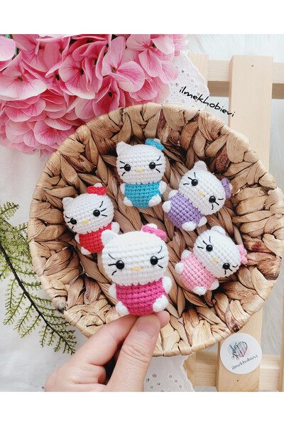 ilmekhobievi Amigurumi Hello Kityy Anahtarlık-Oyuncak Organic Fuşya 6cm (1 Ad...
