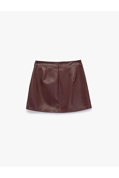 Koton A Kesim Suni Deri Mini Etek
