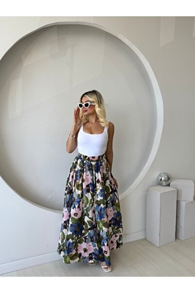 Bliss Dale تنورة ماكسي من مزيج القطن والفسكوز منقوشة بالزهور