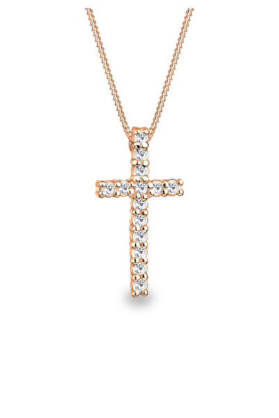 ELLI Elegantný dámsky náhrdelník s krížom a príveskom z 925 mincového striebra s kryštálmi