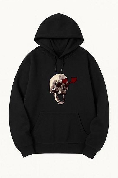 CLASSY.MODA Hooded Sweatshirt Large Size Oversize Unisex Skull Printed