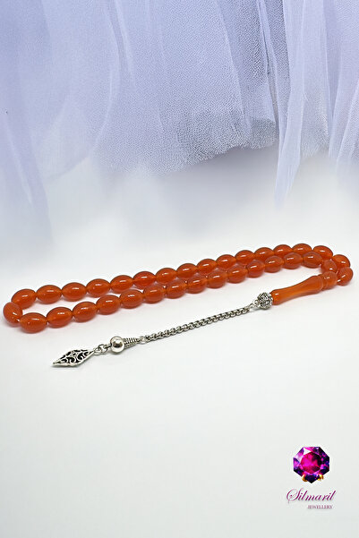 Silmaril Store Şık Turuncu Kehribar Tesbih Seti – Tespih ve Zaza Set - Erkek ...