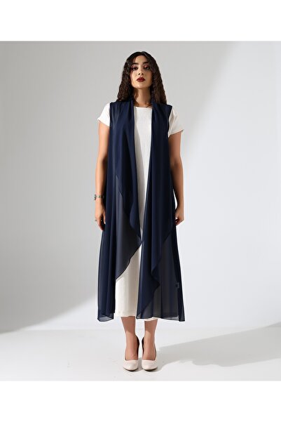 Fi'l Arz Fashion Shawl Collar Chiffon Vest
