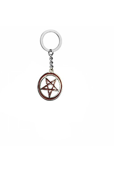 Herşey Nota Breloc din metal cu figură de trupă de rock metal pentagramă – Accesoriu unisex gotic și mistic