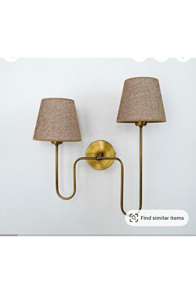 AKDENİZ AYDINLATMA ELEKTRİK MALZEMELERİ Eskitme Kaplama Yerli Üretim İkili Duvar Lambalı Kumaş Başlıklı Otel & Ev Aydınlatma Aplik