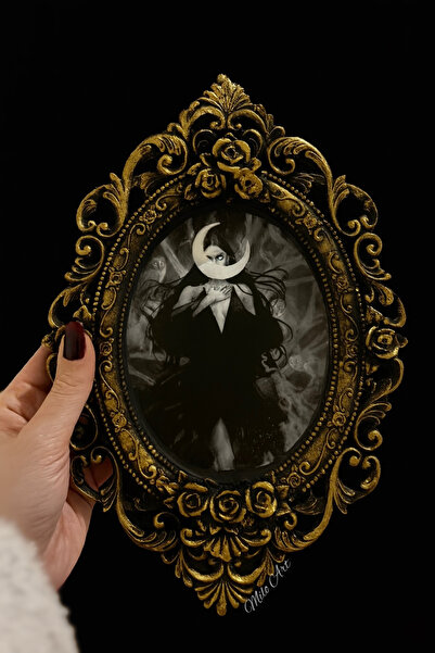 Milo Art El Yapımı Altın Eskitmeli Lilith Temalı Vintage Çerçeve Beton Çerçev...