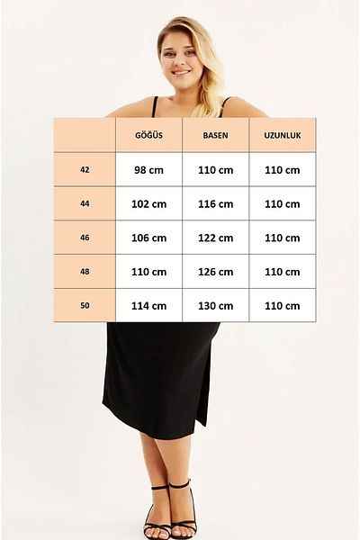 FOR ESRA BIG TREND Women's Plus Size Front Back V Neck Adjustable Strap Two Side Slit Crepe Woven Stretchy Midi Length Dress