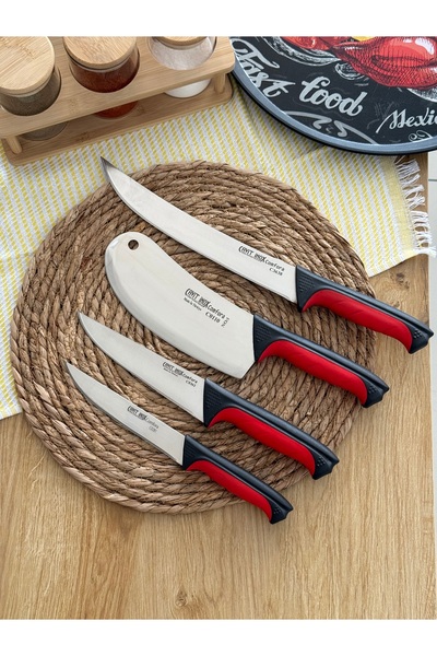 Cavit İnox Bıçak Seti Kaymaz Plastik Kasap Bıçak Seti 4 Parça