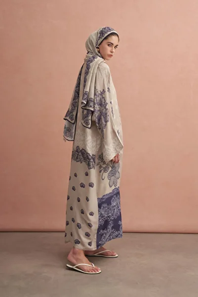 carell Floral Flush Abaya Latte