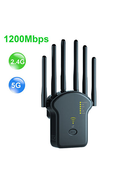 Choice6 EU Plug 2.4G 5G 1200M Black WiFi Repeater Wireless Router 1200Mbps High 6 Antenna Network Amplifier