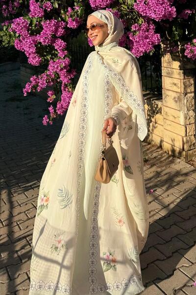 carell Seda Aydın's Choice Rosmina Cream Flush Kaftan