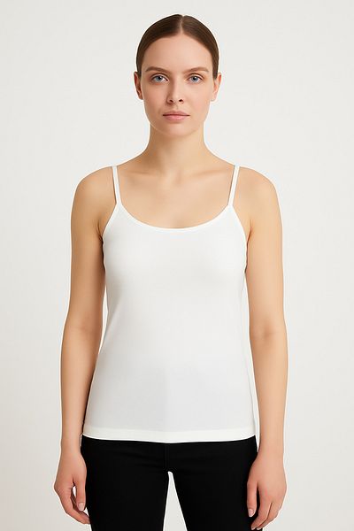 LAUMA Women's White Strap Undershirt 2 Pack