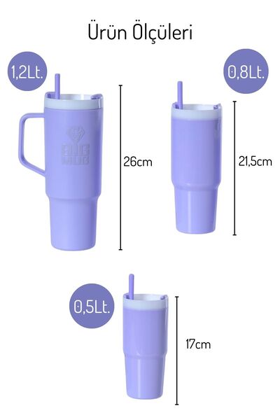 NY HOME 3 Size Straw Drinker Set Purple