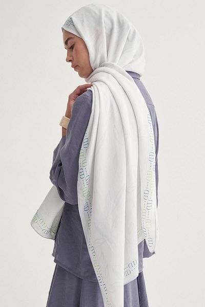 carell Aurella Monogram Floss Shawl Soft Blue