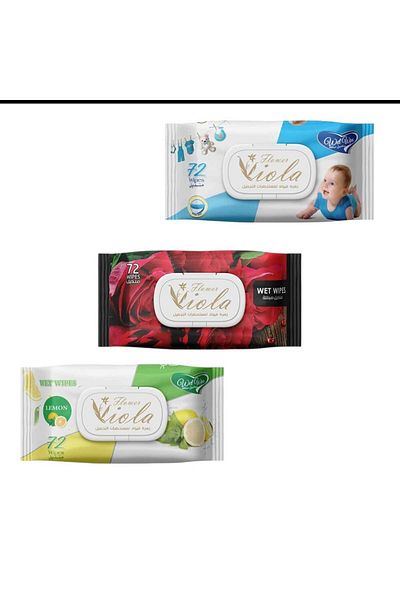Viola Viola Flower Wet Wipes Set 3 Pieces x 72 Wipes