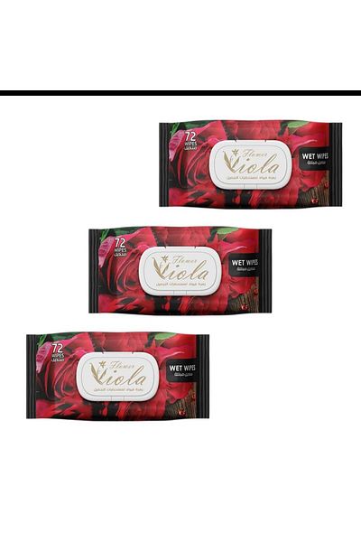 Viola Viola Flower Wet Wipes Set 3 Pieces x 72 Wipes