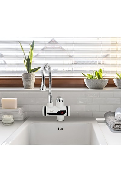 ZİNOX Ηλεκτρική βρύση Z-Inox ZLN5480 Λευκή, άμεσης θέρμανσης, ισχύς 3000W, ανοξείδωτο ατσάλι