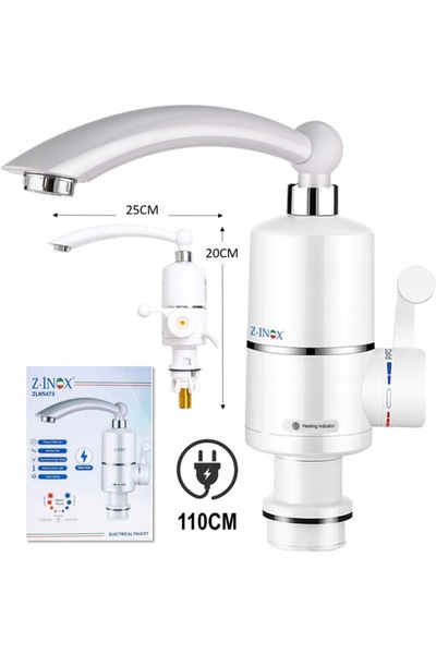 ZİNOX Ηλεκτρική βρύση Z-Inox ZLN5473 Λευκή, άμεσης θέρμανσης, ισχύς 3000W, ανοξείδωτο ατσάλι