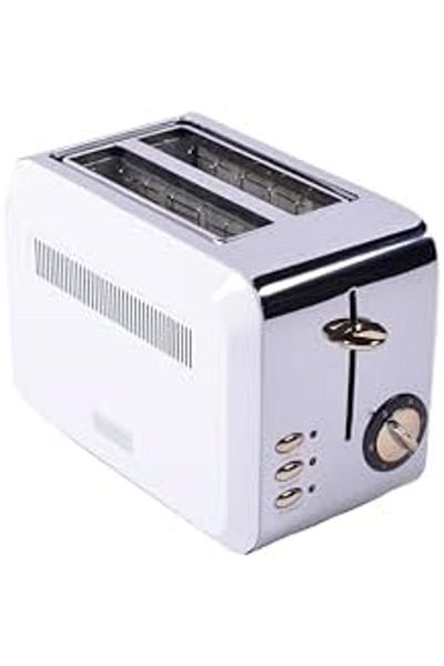 AC BOX Gem Titan Bright Silver White Two Slice Toaster Ac Box 861931