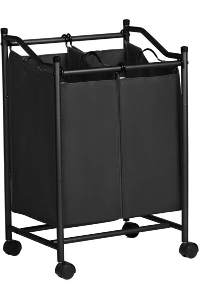 AC BOX Laundry Sorter, with Wheels and 2 Compartments, Laundry Basket, Removable Bag Laundry