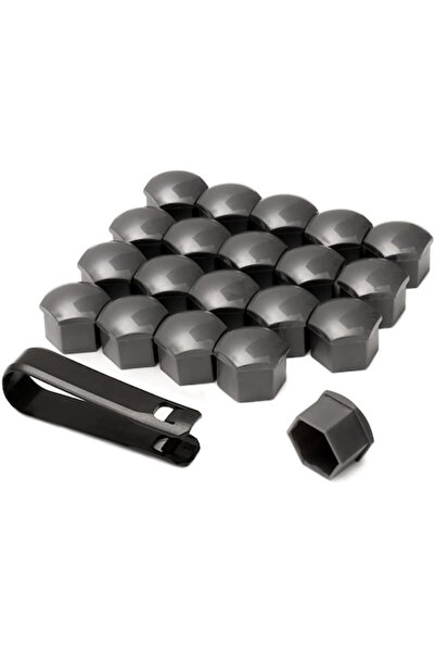 G-MARK Set 20 capace pentru șuruburi de roată 17mm cu cheie de demontare, universale, hexagonale, gri perlat,