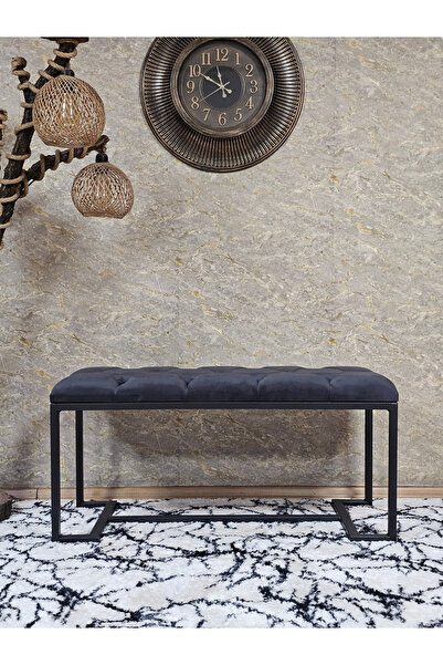 ZAFİR Siyah Boyalı - L - Ayaklı 100 cm x 38 cm Oturak - Bench - Makyaj Tabure...