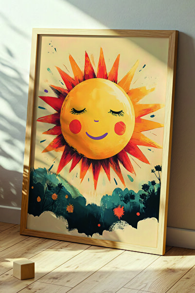 VERONİCA LİNE Doğal Ahşap Çerçeveli DEKORATİF TABLO Çocuk Serisi