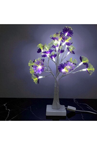 Kuzey Tacı Fiber Optik Çiçek Ağaç Masa Lambası – USB Bağlantılı Dekoratif Gec...
