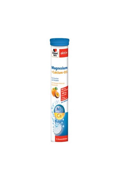 Doppelherz MAGNEZIU + CALCIU + D3, 15 effervescent tablets
