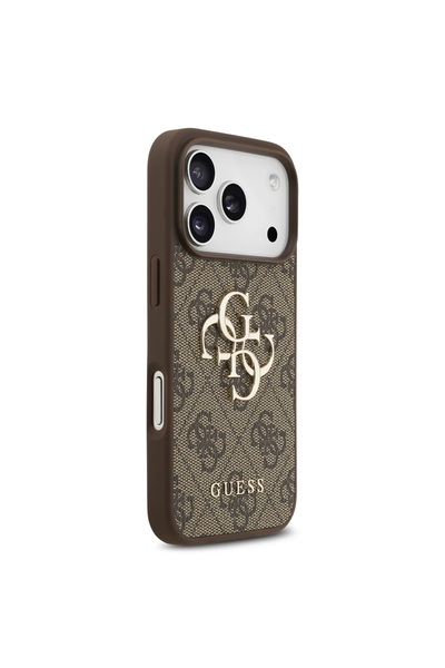 Guess PU Leather Case with Big 4G & Classic Logo, Slim Profile for iPhone 17 Pro – Brown