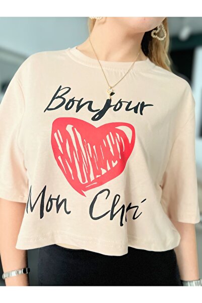 Sheesy Μπλουζάκι BONJOUR με κομμένο μέσο