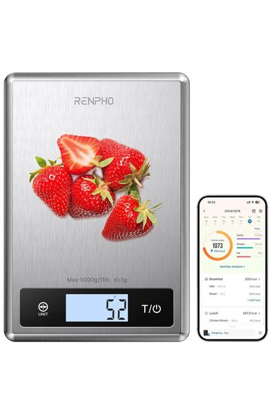 RENPHO Smart Food Scale, Digital Kitchen Scale for Food Ounces and Grams, Coffee Weight Scale with N