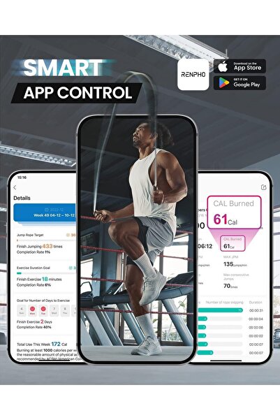 RENPHO Smart Skipping Rope With Counter, Adjustable Wireless, App Analysis Data, Fitness Rope for Me