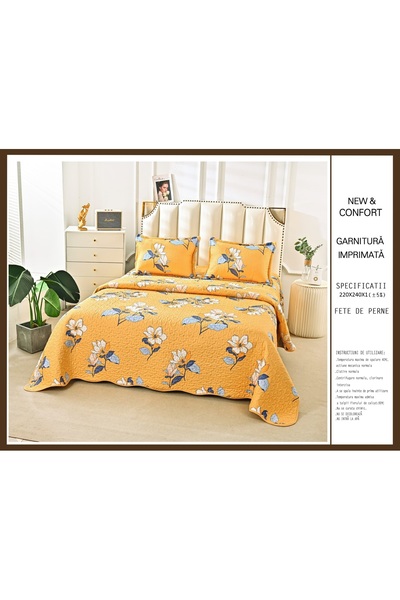 CHIRASO Microfiber Quilted Duvet Set, 2-Sided, 3-Piece, Duvet Cover 220x240cm, 2 Pillowcases