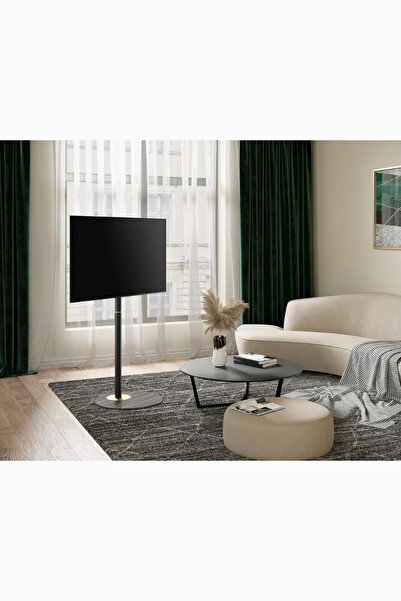 FITUEYES TV Standı 32-60 inç, Yüksekliği Ayarlanabilir & Döndürülebilir, Lüks Tasarım