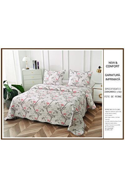 CHIRASO Microfiber Quilted Duvet Set, 2-Sided, 3-Piece, Duvet Cover 220x240cm, 2 Pillowcases