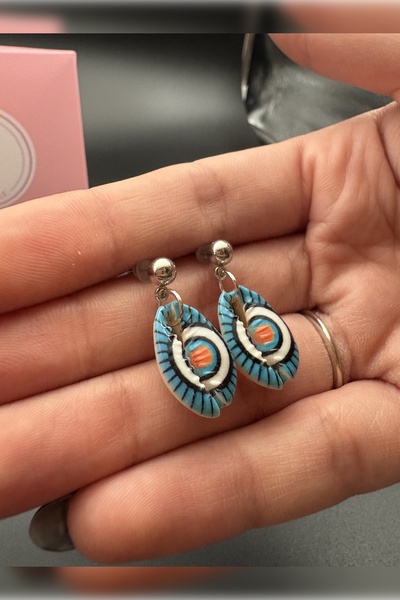 Alsem Gold Plated Colorful Seashell Earrings, Handmade Seashell Earrings