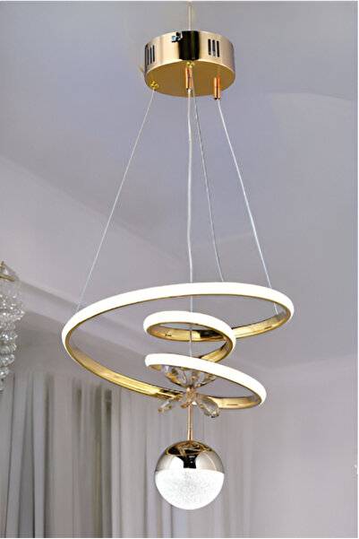 EY-EL TASARIM KAOS TEKLİ GOLD 3 RENK LEDLİ AVİZE SARKIT