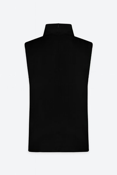 Setre Black Drape and Collar Detailed Sleeveless Blouse