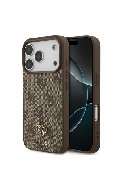 Guess MagSafe 4G PU Leather Case for iPhone 17 Pro Max, MagSafe Compatible, Comfortable Grip, Brown